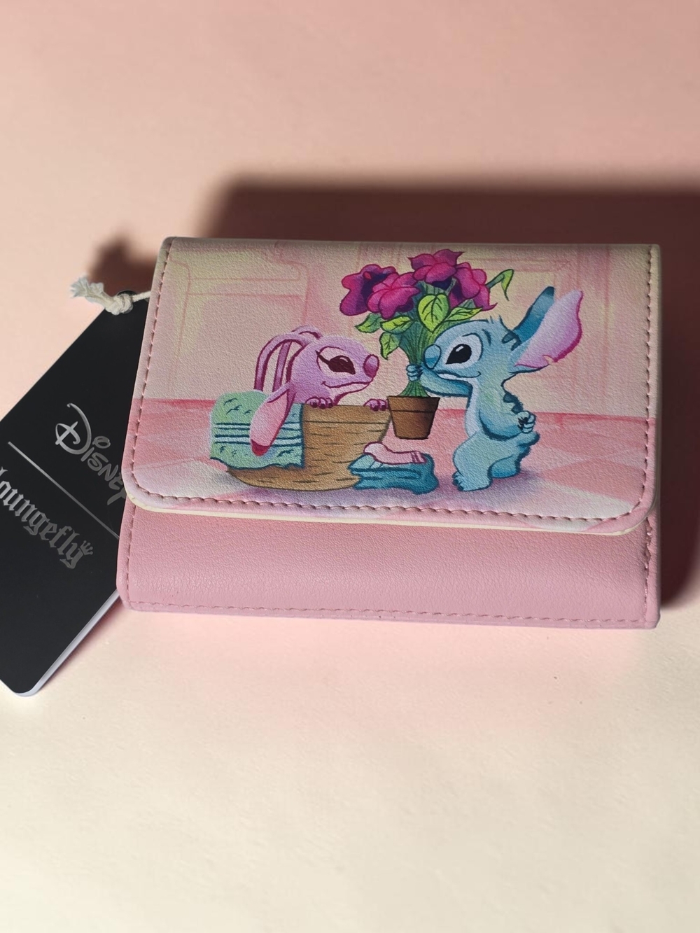 Loungefly Disney Lilo & Stitch Angel Laundry Day Pink Mini Wallet NWT